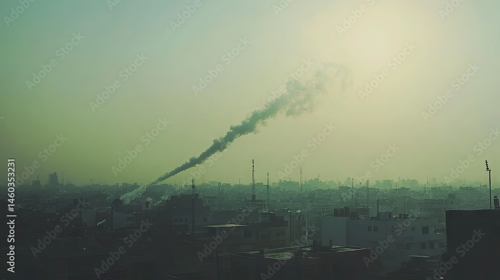 custom made wallpaper toronto digitalIndustrial emissions forming a dense smog layer over cityscape