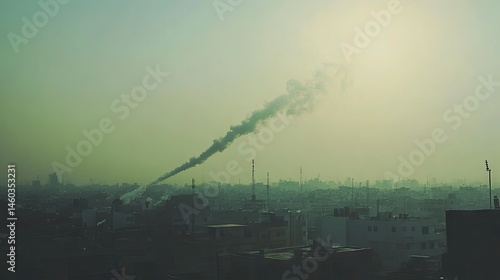 Wallpaper Mural Industrial emissions forming a dense smog layer over cityscape Torontodigital.ca