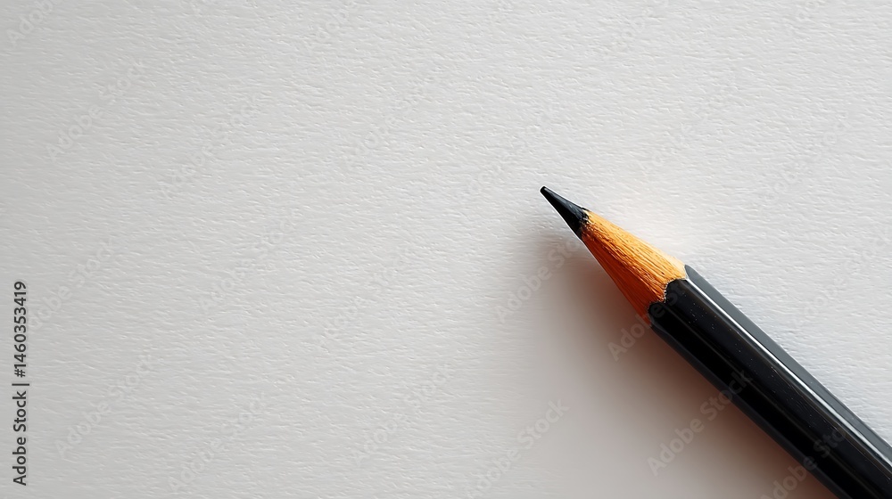A sharpened pencil resting on a blank sheet of paper A sharpened pencil resting on a blank sheet of paper