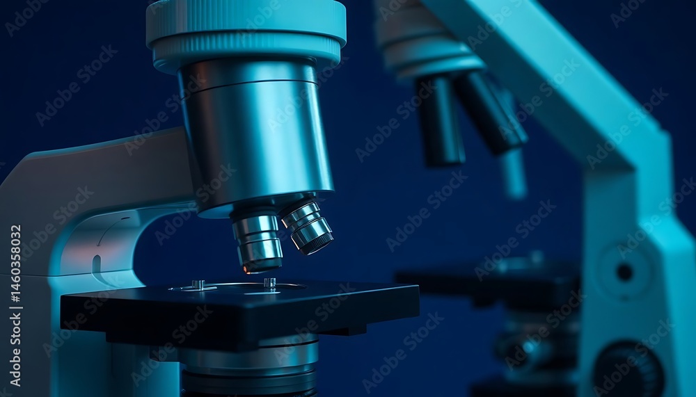 close up of a microscope with a blue background close up of a microscope with a blue background