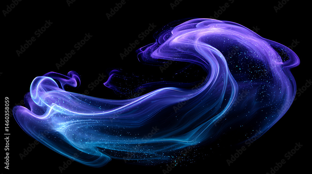 Blue and purple light swirl isolated