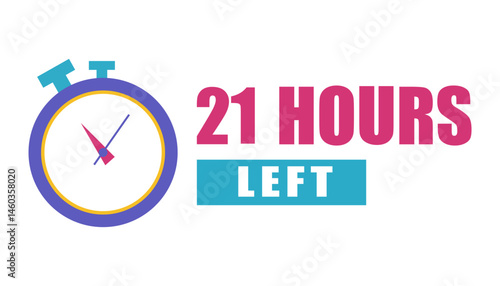 Obraz na płótnie Countdown timer icon. Number twenty one. Bold 21 hours. Vector reminder text. w salonie