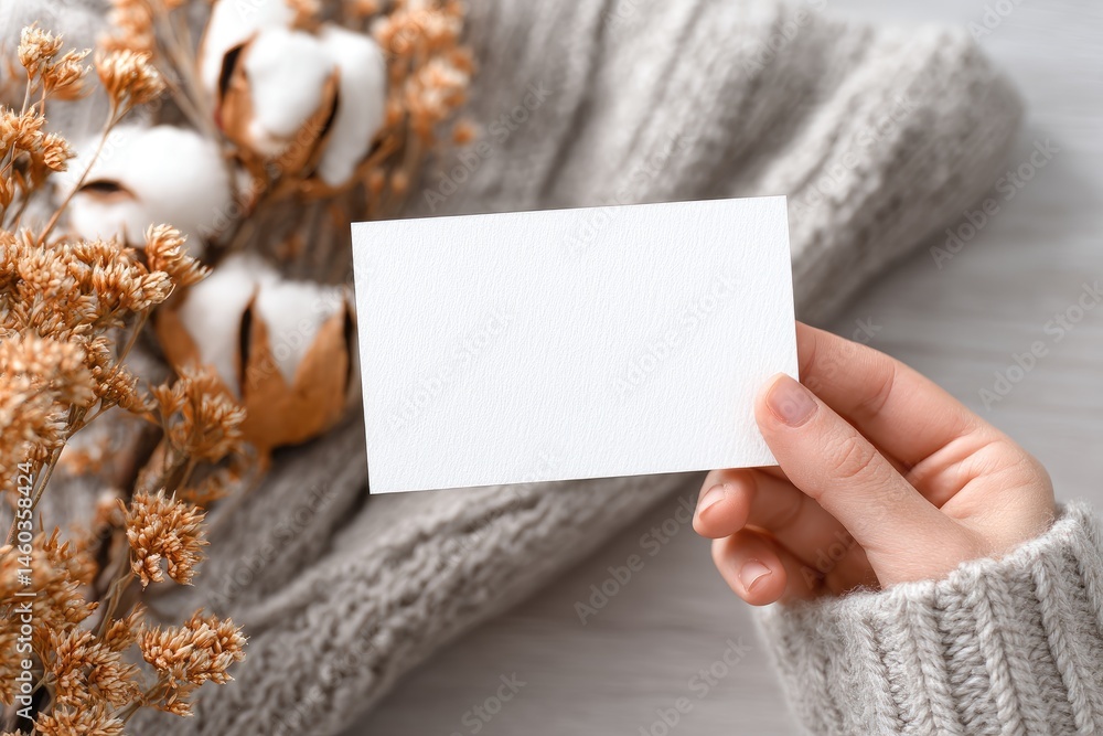 Blank card held by a hand Blank card held by a hand