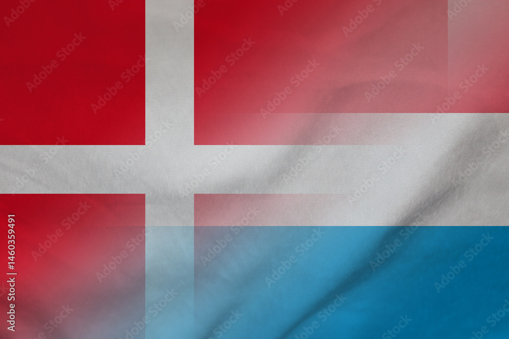 Fototapeta premium Denmark and Luxembourg state flag transborder contract LUX DNK
