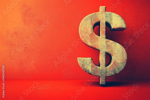 Red background with large gold dollar sign standing in spotlight
