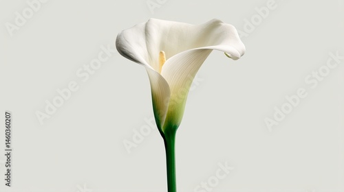 Wallpaper Mural Single white calla lily against light gray background, showcasing elegance and purity, ideal for minimalist designs or wedding themes Torontodigital.ca