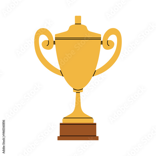 Vector illustration with a golden prize cup. Perfect for award ceremonies, sport events, trophy presentations, prints, cards or certificates design. Sports and achievement concept.