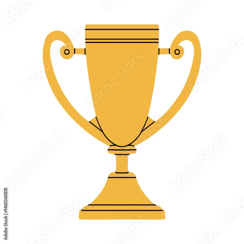Vector illustration with a golden prize cup. Perfect for award ceremonies, sport events, trophy presentations, prints, cards or certifecates design. Sports and achievement concept.