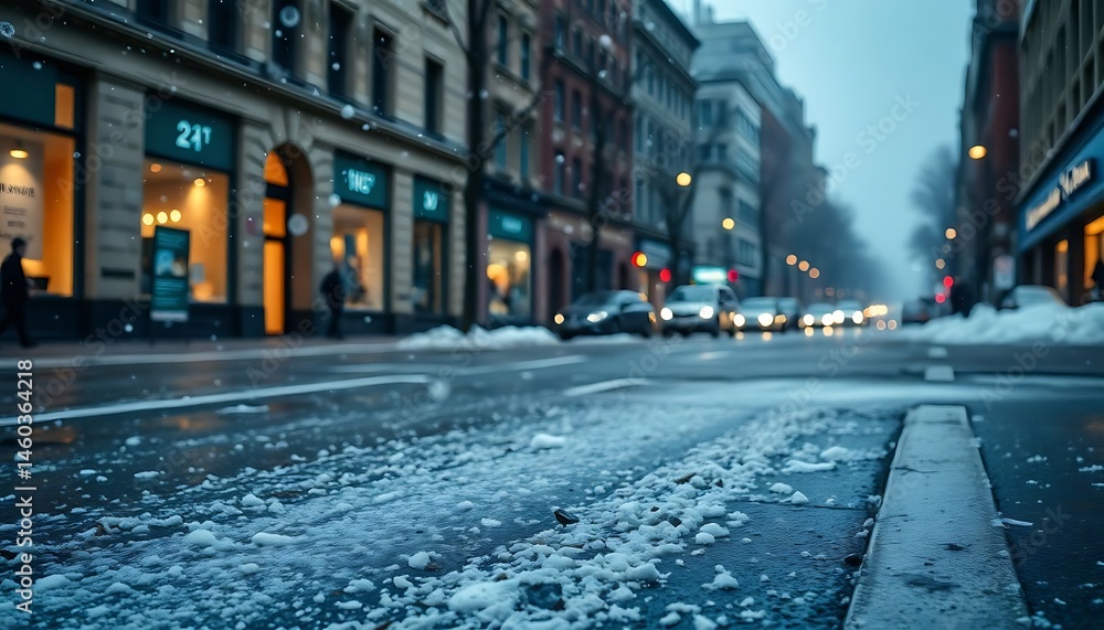 Obraz premium city street with snow on the ground