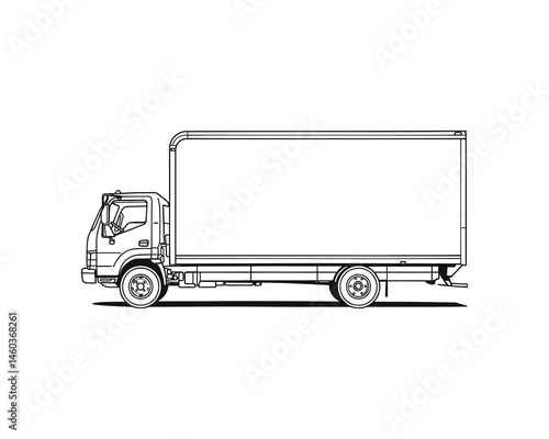 Detailed isolated cargo delivery truck illustration on white