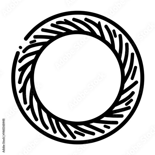 Round powder puff or cotton pad icon with decorative edge concept of beauty tools skincare routine and cosmetic accessories