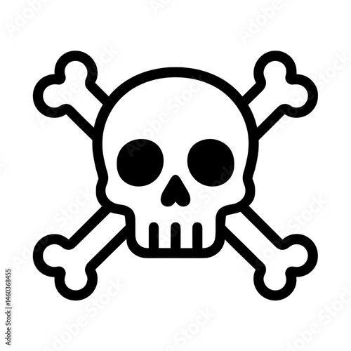 Outlined skull and bones icon in bold vector style concept of danger pirate games and gambling themes