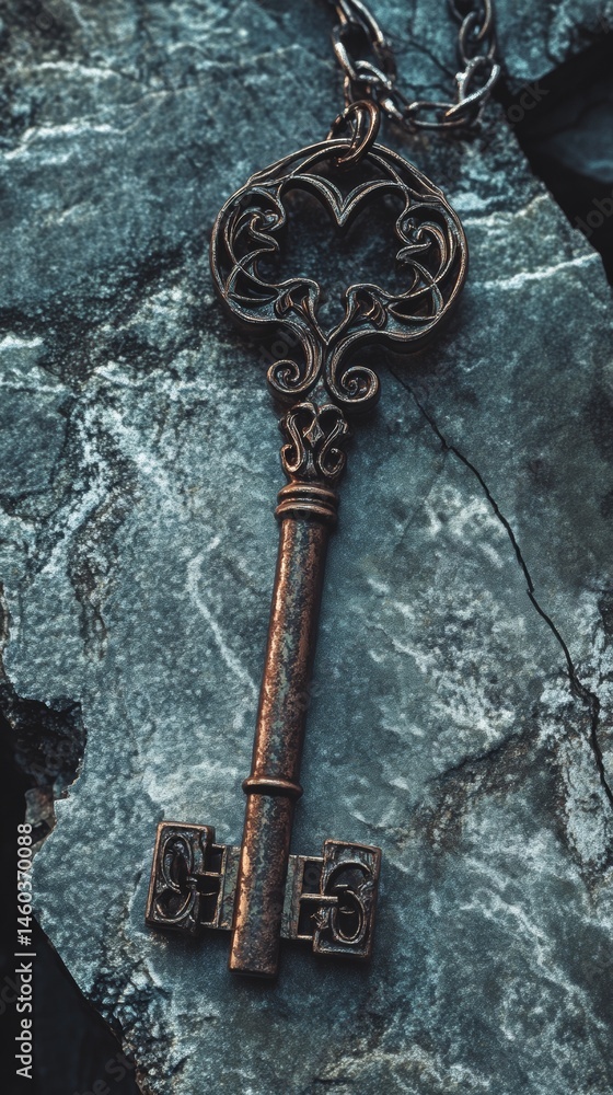 old key with copy space vertically 9:16