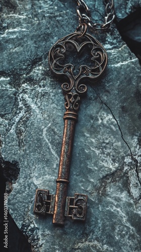 Obraz na płótnie old key with copy space vertically 9:16 w salonie