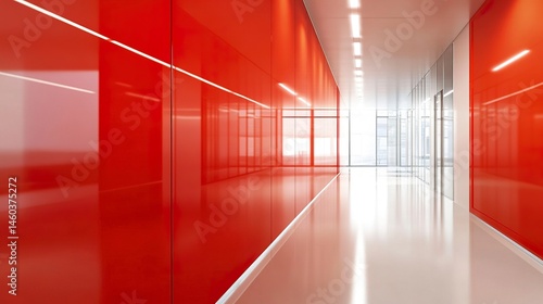 Wallpaper Mural Smooth red office wall, closeup view with bright lighting emphasizing the bold, clean, and professional look.   Torontodigital.ca
