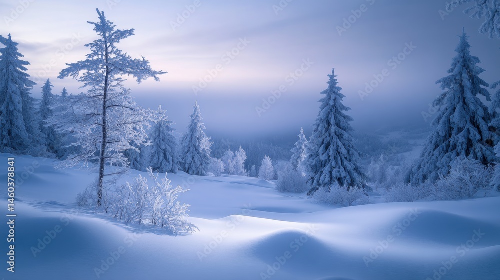 Naklejka premium Winter wonderland landscape of frosted trees.