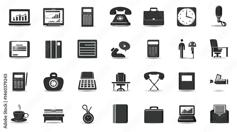 Business icon set simple silhouette vector on white background - Business icon set simple silhouette vector on white background -