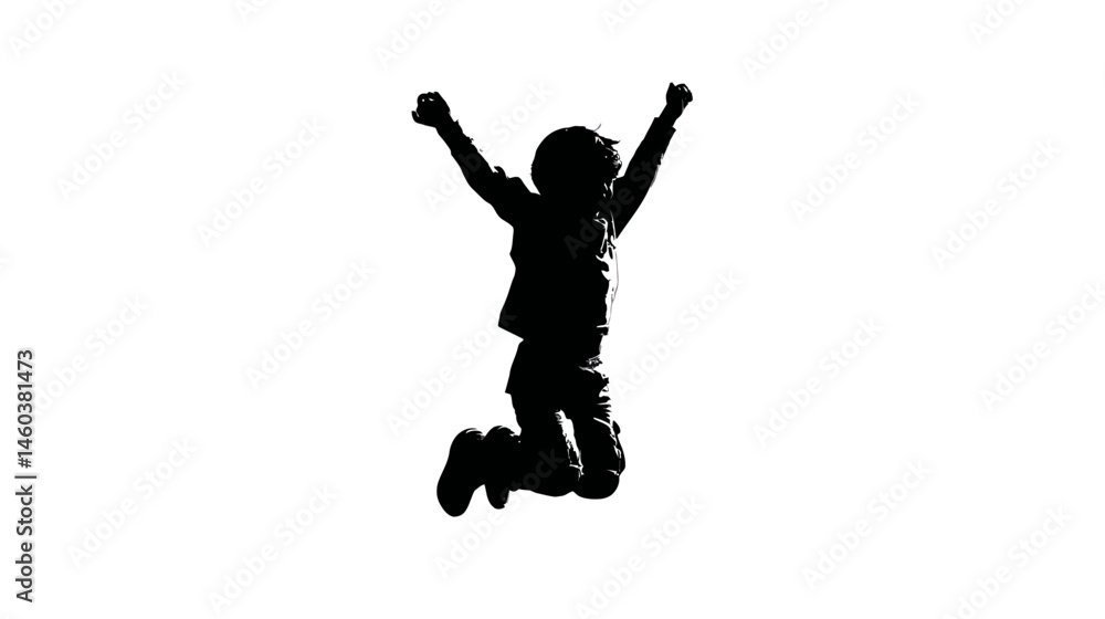 Child jumping joyful pose silhouette vector isolated on white background - Child jumping joyful pose silhouette vector isolated on white background -