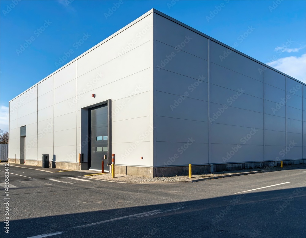 custom made wallpaper toronto digitalModern warehouse building exterior with loading dock under blue sky. Ideal for industrial, commercial, and logistics concepts.