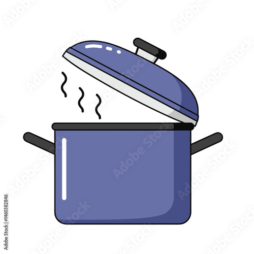 Minimalist Open Pot with Steaming Lid – Cooking, Food Preparation Concept for Kitchen, Recipe, Blog Design