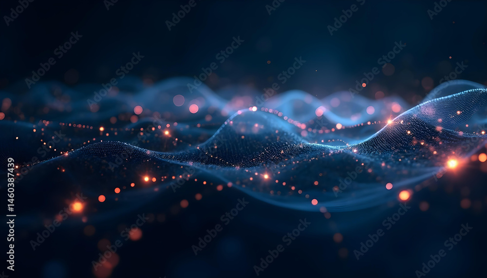 Abstract technological background: data flow and particles. Abstract technological background: data flow and particles.