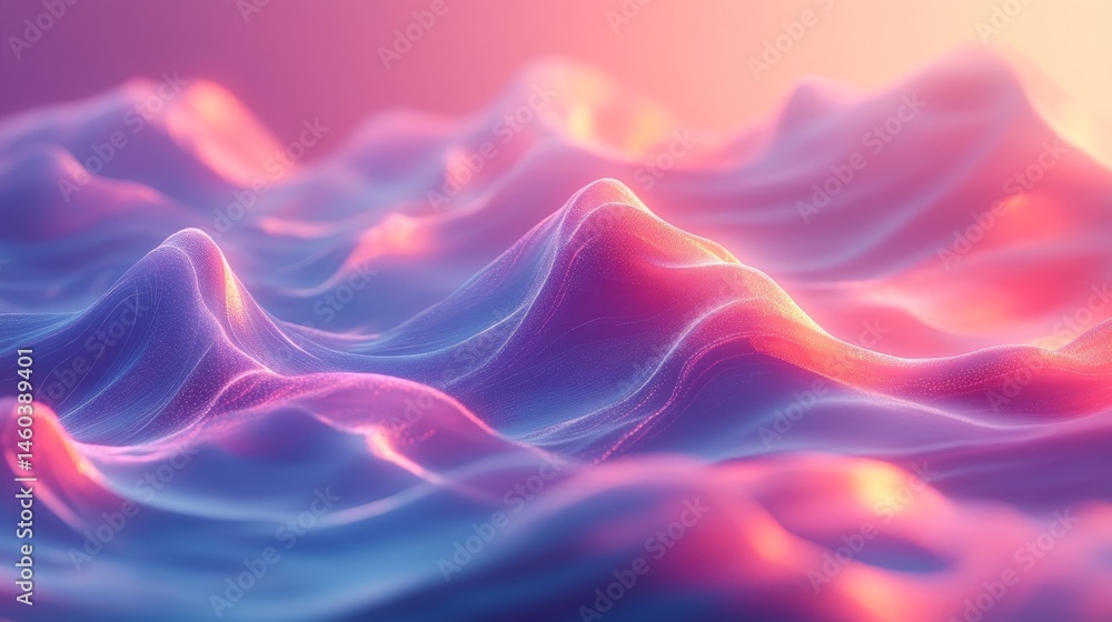 Obraz premium Abstract landscape of soft, flowing shapes with vibrant colors.