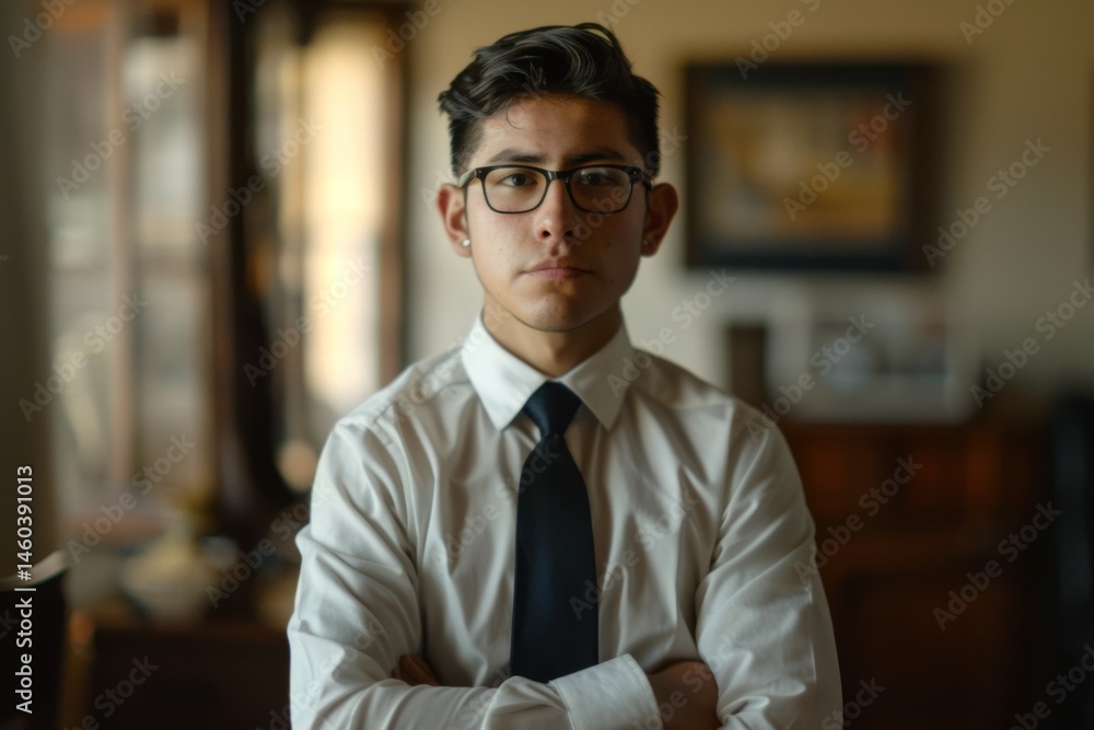 Fototapeta premium Portrait of a young Hispanic male Accountant