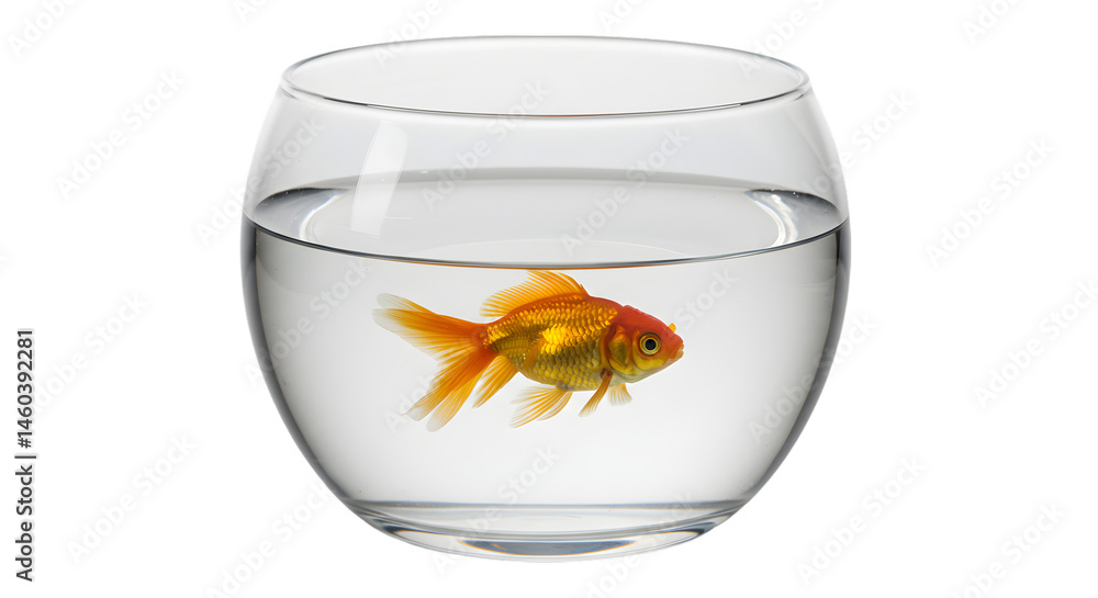 Goldfish in Bowl isolated on white background
