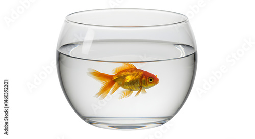 Goldfish in Bowl isolated on white background