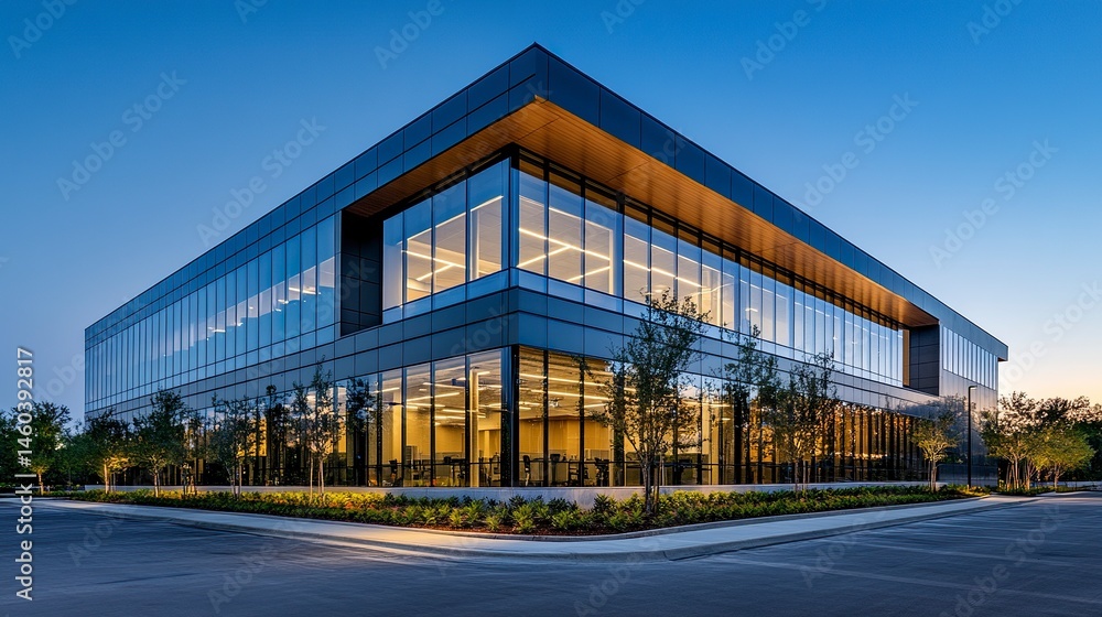 custom made wallpaper toronto digitalContemporary architectural masterpiece, a modern office building with reflective windows and sharp lines, exuding elegance and innovation.