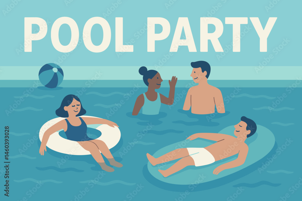 Obraz premium Summer Pool Party Fun with Friends in Relaxing Water Background 