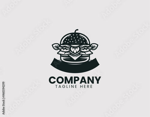 Wallpaper Mural Flat hamburger vector logo illustration with fresh toppings. Iconic food design for modern restaurant branding. Torontodigital.ca