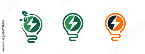 Green Energy, Eco Power, Lightning Bulb icons Innovative, Sustainable Designs