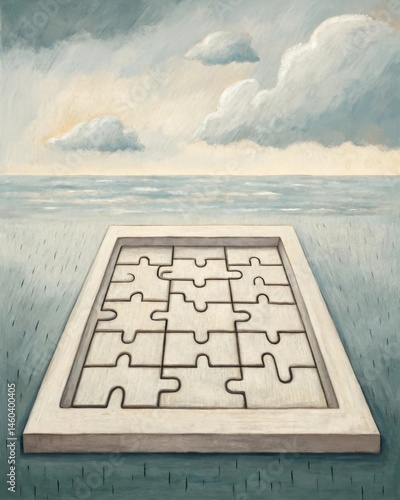Obraz na płótnie A halfcompleted puzzle resembling a maze where missing pieces symbolize parts of the self that are unclear or unresolved in the decisionmaking process. w salonie