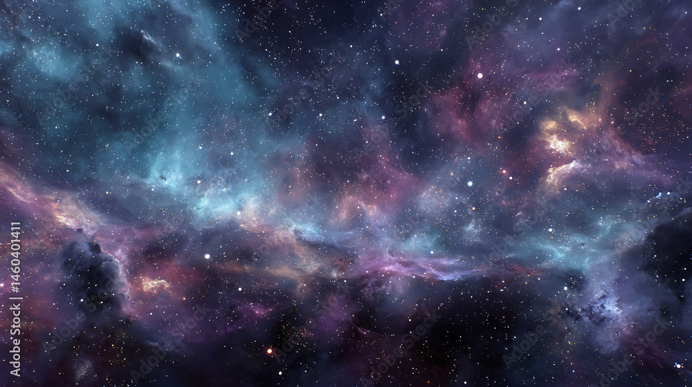 Fototapeta premium Fantastic multicolored outer space with stars, constellations, galaxies, planets and nebula fantasy cosmos