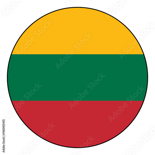 Flag of Lithuania. Black edge. Lithuania circle flag logo icon computer vector illustration design. Free Download Flag of Lithuania. Black edge. Lithuania circle flag logo icon computer vector illustration design. - GFXLoad