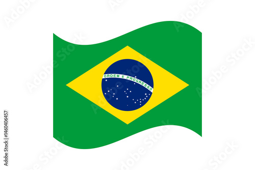 Flag of Brazil. Brazil wavy flag digital vector illustration. Fluttering flag.