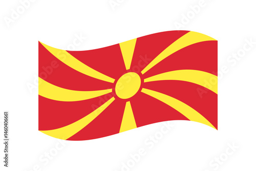 Flag of North Macedonia. North Macedonia wavy flag digital vector illustration. Fluttering flag.