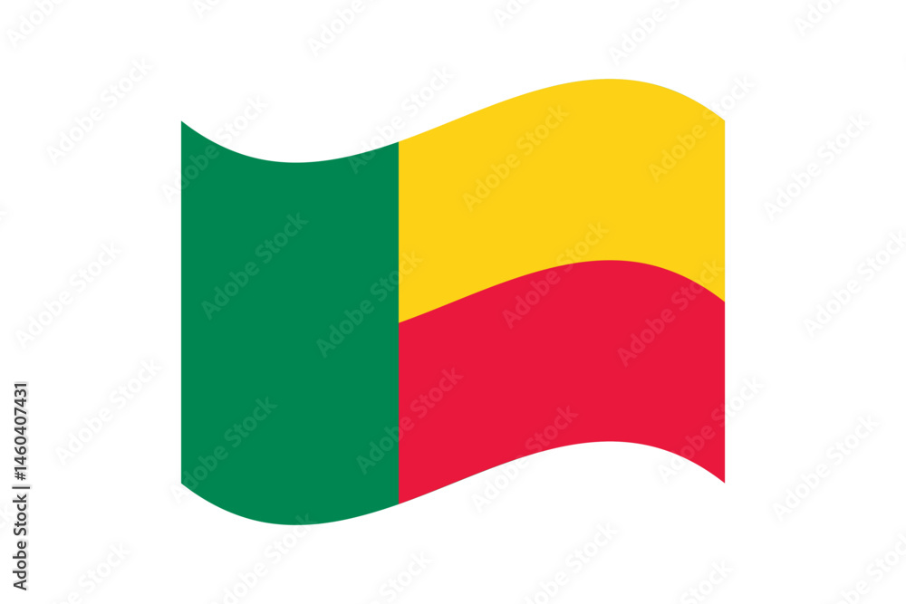 Fototapeta premium Flag of Benin. Benin wavy flag digital vector illustration. Fluttering flag.