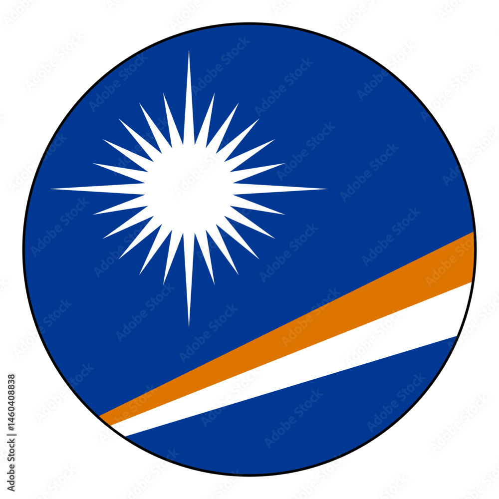 Fototapeta premium Flag of Marshall Islands. Black edge. Marshall Islands circle flag logo icon computer vector illustration design.
