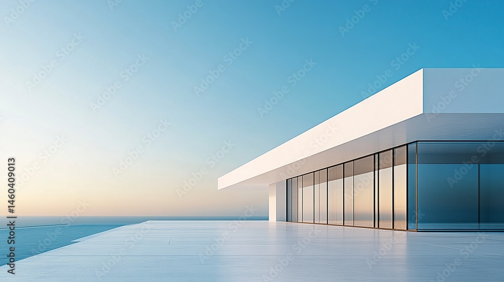 Minimalist white building with expansive glass, sharp lines and a clean backdrop, ideal for contemporary real estate or design visuals. Minimalist white building with expansive glass, sharp lines and a clean backdrop, ideal for contemporary real estate or design visuals.