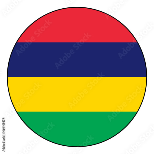 Free Download Flag of Mauritius. Black edge. Mauritius circle flag logo icon computer vector illustration design. - GFXLoad