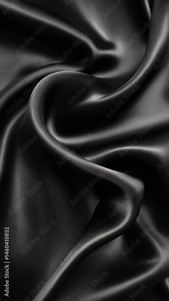 Obraz premium Draped Black Satin Fabric Texture