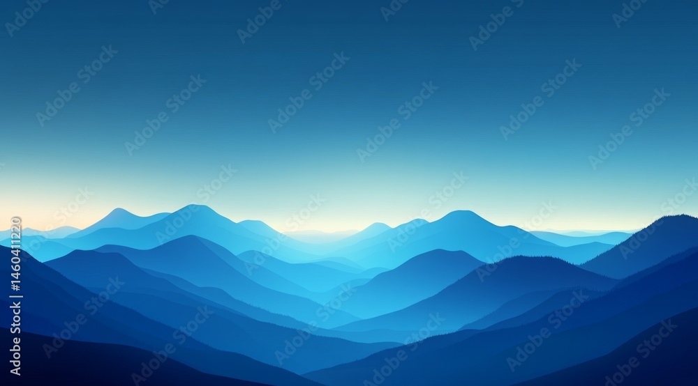 Obraz premium Vast mountain range bathed in a soft, blue twilight