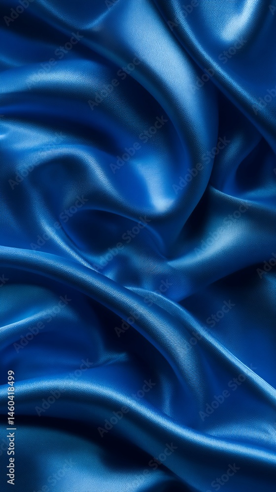 Fototapeta premium Draped Blue Satin Fabric Texture