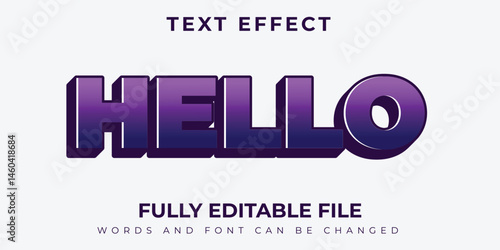 Hello Purple And Blue Gradation Text Effect Design