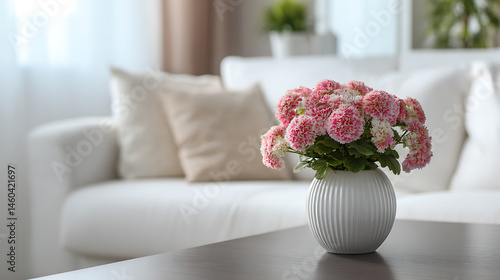 Wallpaper Mural Home interior design element close up freshness flower vase on coffee table in living room with background of white colour sofa and pillow daylight cosy comfort home interior background Torontodigital.ca