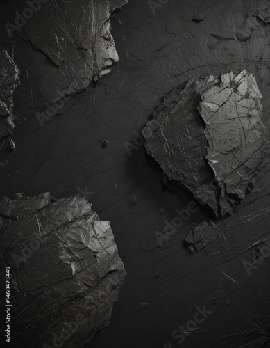 Deep black texture with rough, distressed surface, cracked paint , gritty, metal