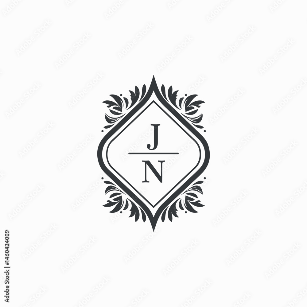 Fototapeta premium JN Initials Wedding Logo Vector Art Icons and Graphics