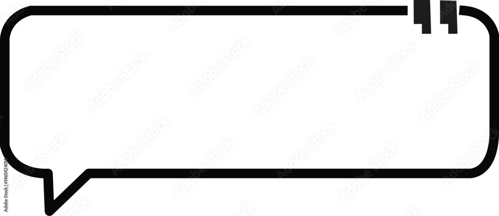 Minimal speech bubble icon representing communication chat message conversation comment box or feedback field used in dialogue or social media interface design Minimal speech bubble icon representing communication chat message conversation comment box or feedback field used in dialogue or social media interface design